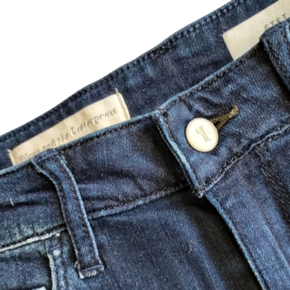 Anthropologie Pilcro & the Letterpress Dark Denim Jean Short Size 27 Mid Rise - Picture 4 of 11